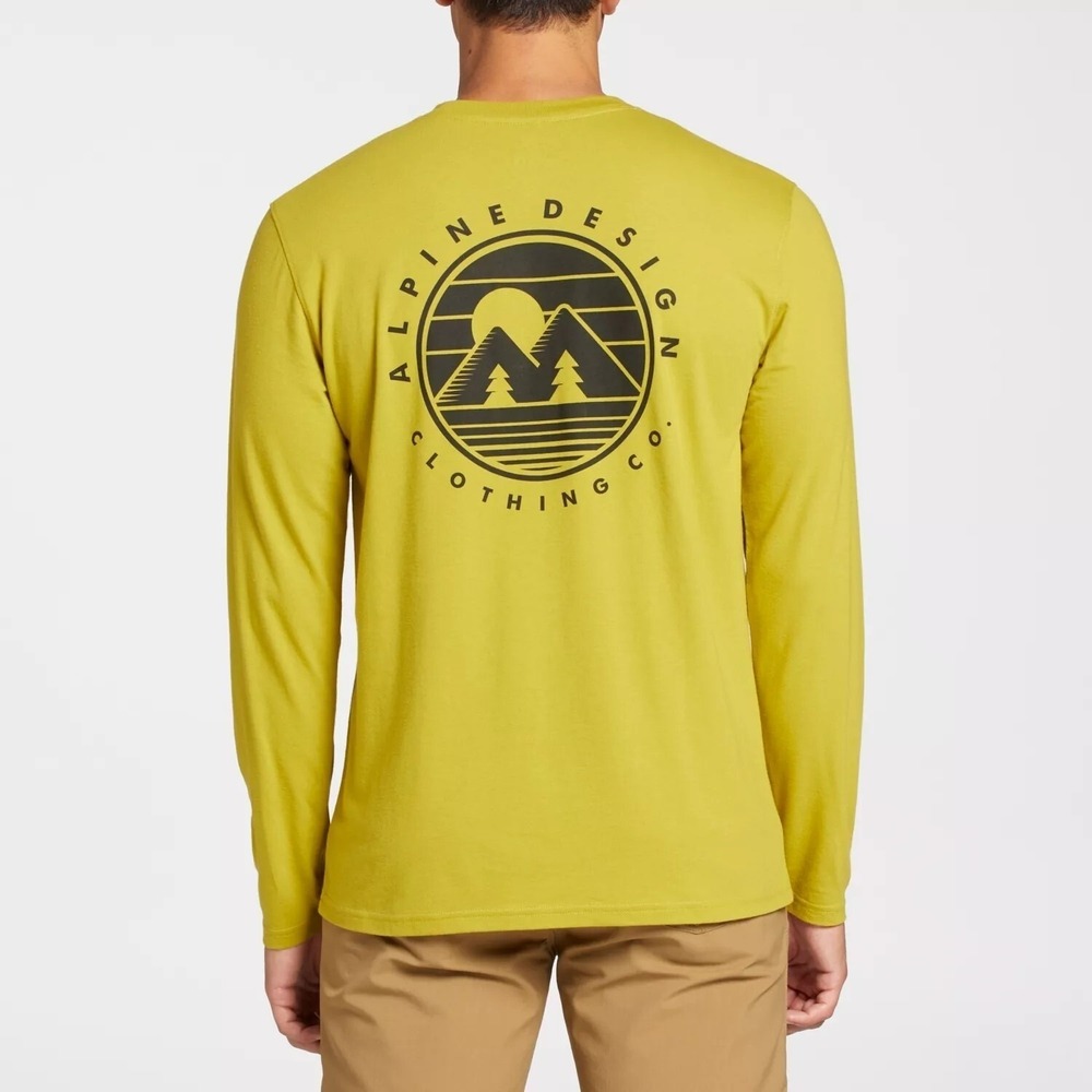 NWT‎ Alpine Design Men's Long Sleeve Graphic T-Shirt Tree Moss XL Mountains NWT